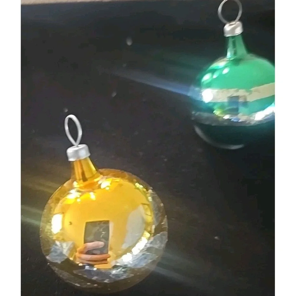 Vintage Lot Of‎ 6 Small Hand Painted Glass Christmas Ornaments 1 Indent